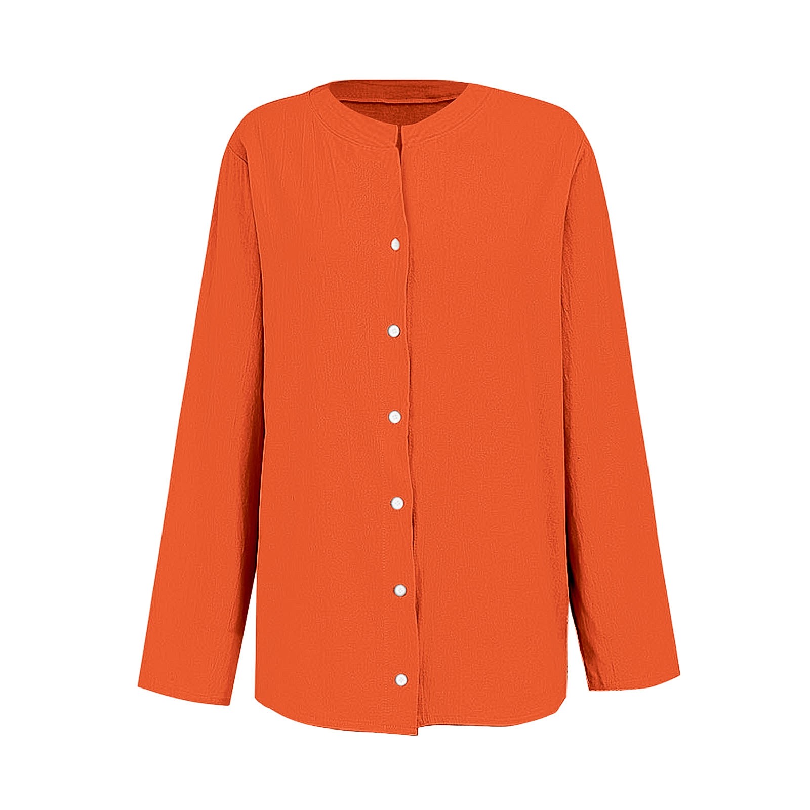 thumbnail image 4 of Blusa holgada con botones para mujer: camisa de manga larga y color liso, top informal con cuello en V para el trabajo o el fin de semana, tallas S-5XL., 4 of 4